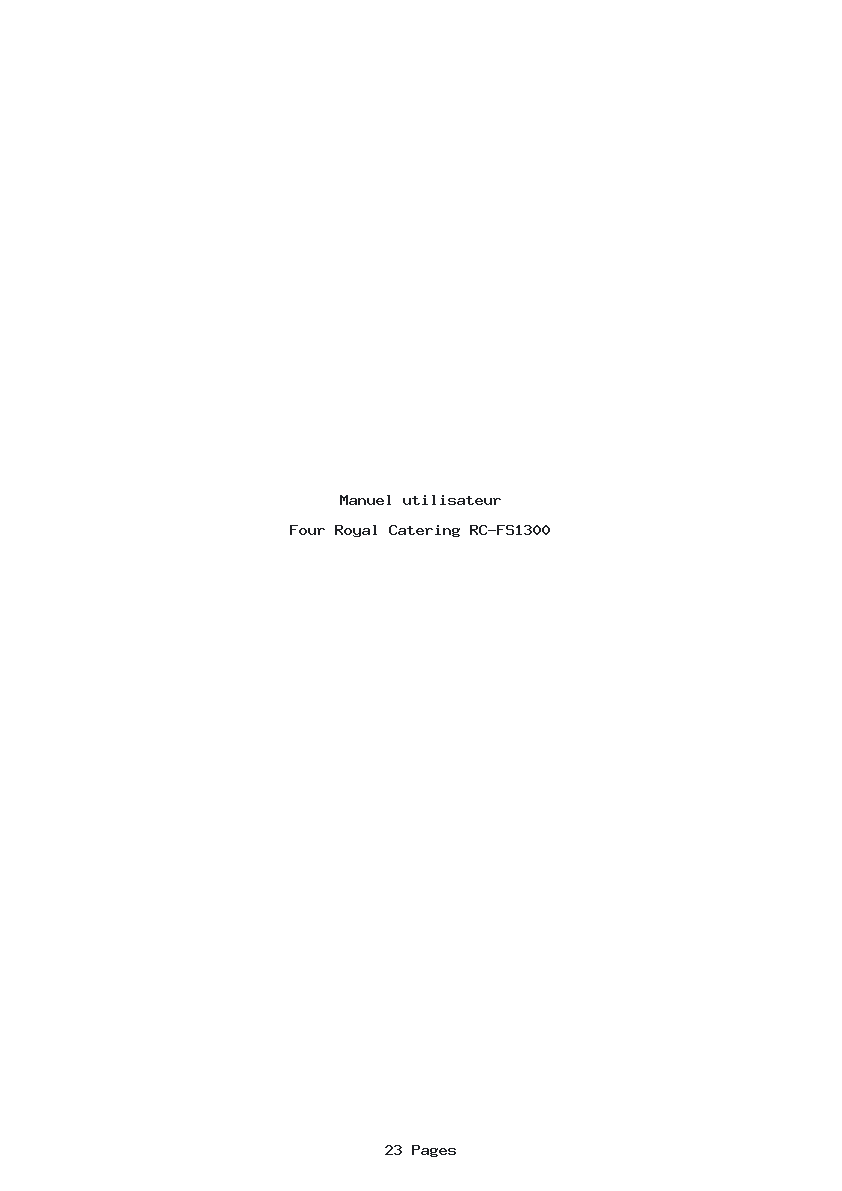 Page 1 de la notice Manuel utilisateur Royal Catering RC-FS1300