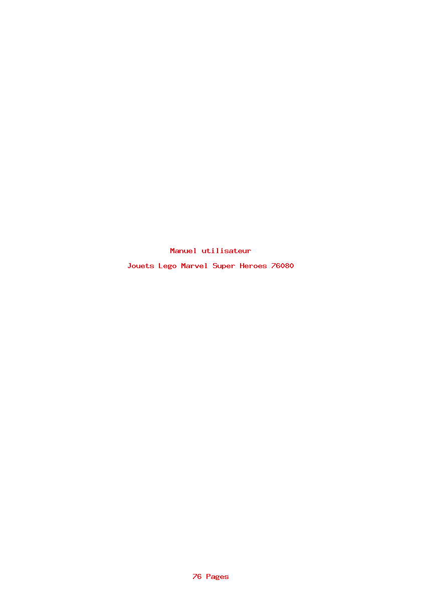 Page 1 de la notice Manuel utilisateur Lego Marvel Super Heroes 76080