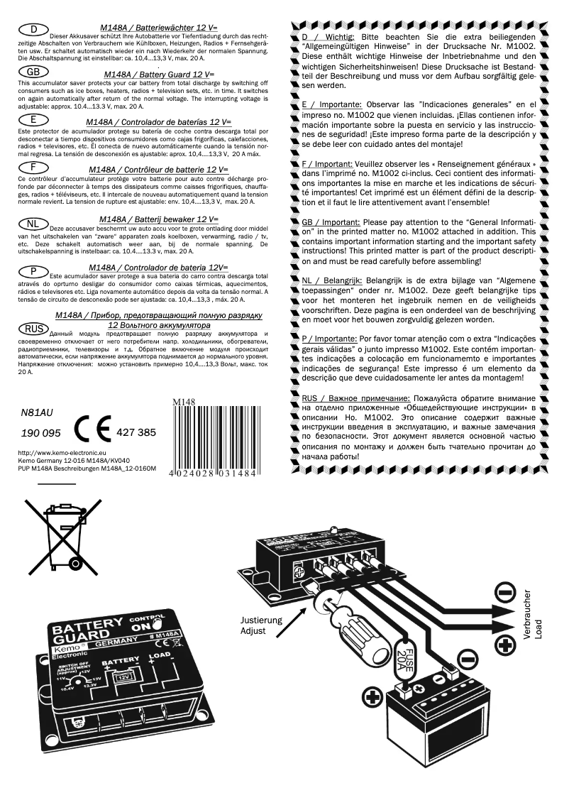 Page 1 de la notice Manuel utilisateur Kemo N81AU