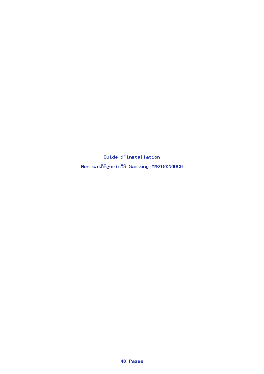Page 1 de la notice Guide d'installation Samsung AM018KN4DCH