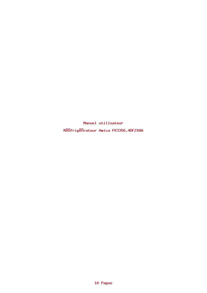 Page 1 de la notice Manuel utilisateur Amica FK3356.4DFZXAA