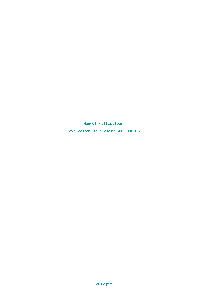 Page 1 de la notice Manuel utilisateur Siemens WM14UQ91GB