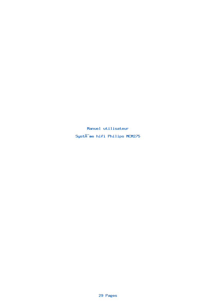 Page 1 de la notice Manuel utilisateur Philips MCM275