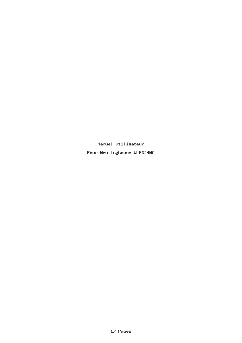 Page 1 de la notice Manuel utilisateur Westinghouse WLE624WC