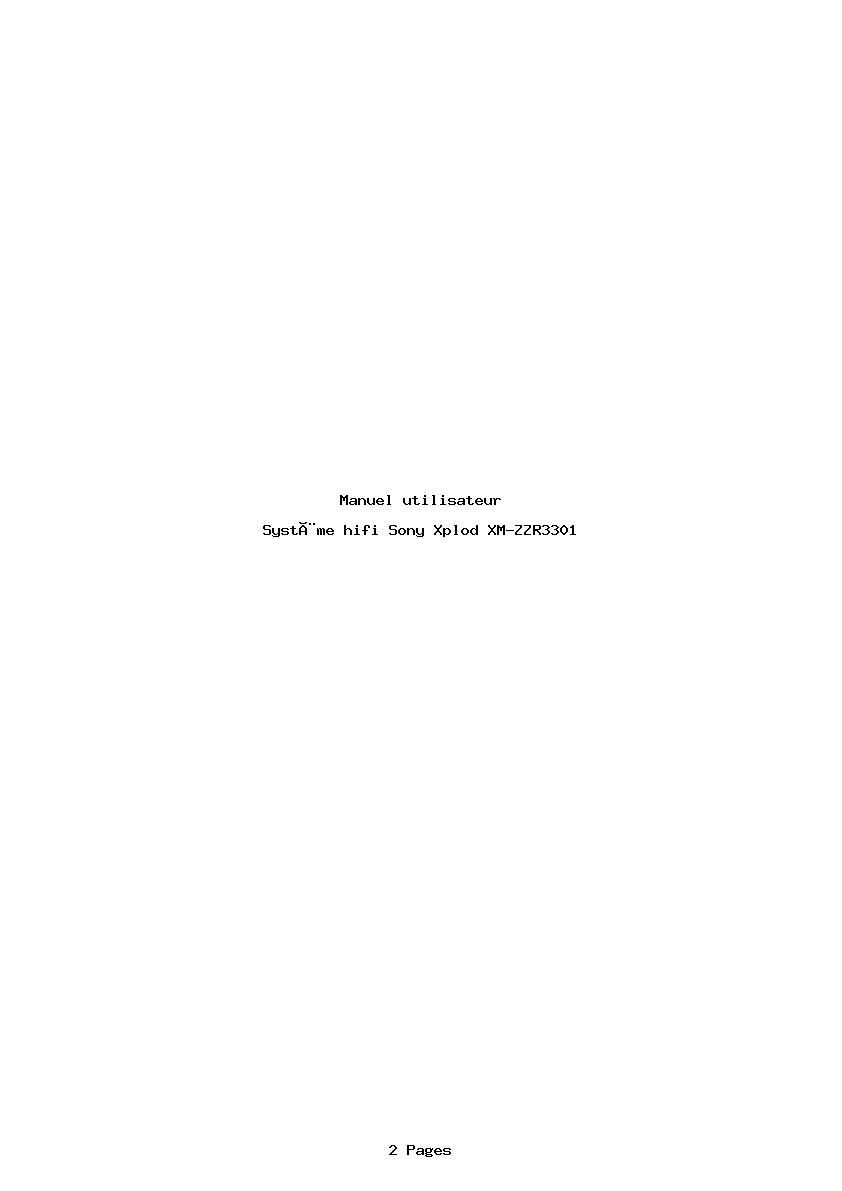 Page 1 de la notice Manuel utilisateur Sony Xplod XM-ZZR3301