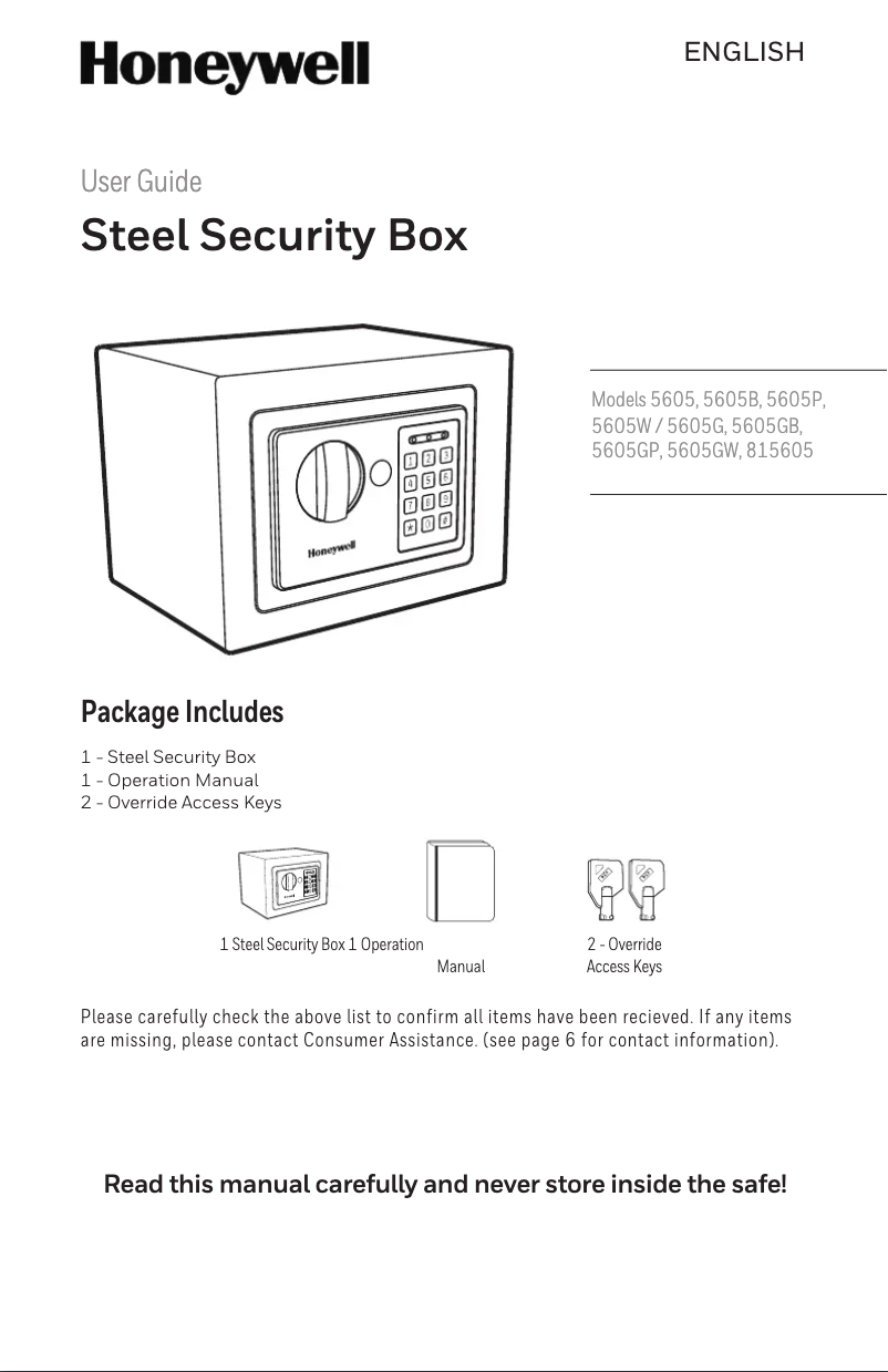 Page 1 de la notice Manuel utilisateur Honeywell 5605W