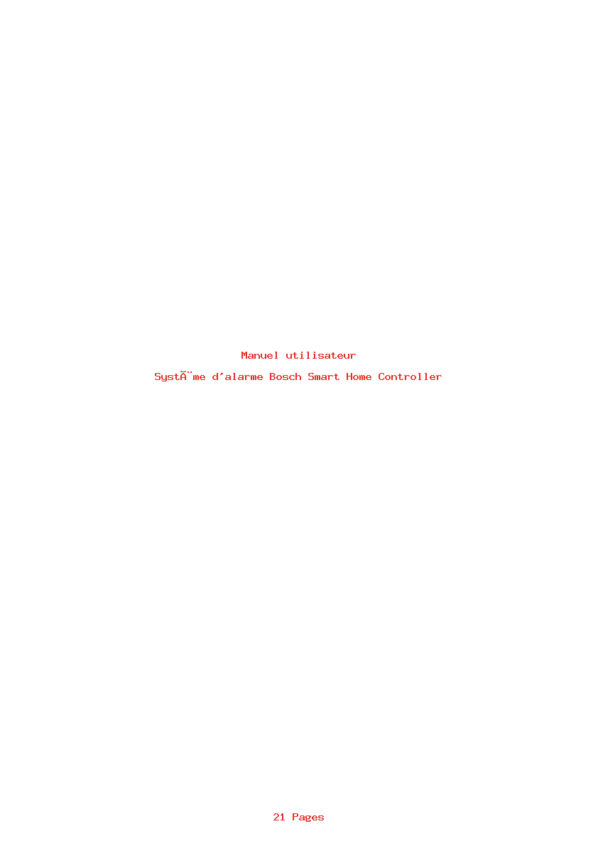 Page 1 de la notice Manuel utilisateur Bosch Smart Home Controller