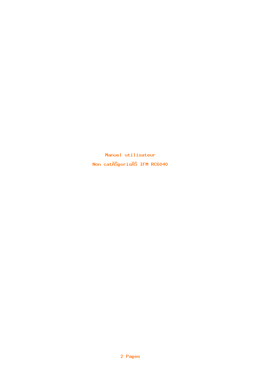 Page 1 de la notice Manuel utilisateur IFM RC6040