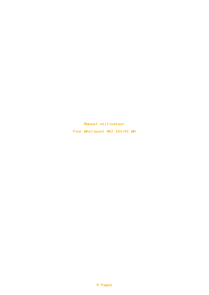 Page 1 de la notice Manuel utilisateur Whirlpool AKZ 161/01 WH