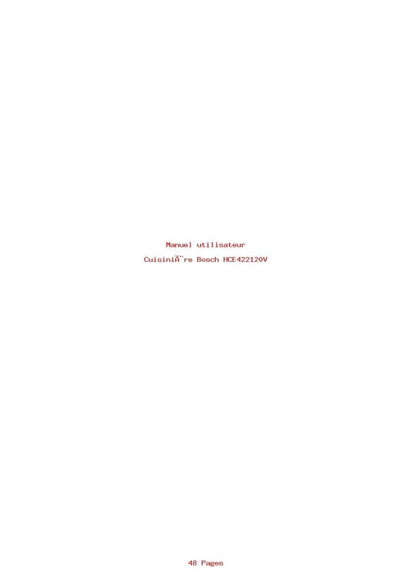 Page 1 de la notice Manuel utilisateur Bosch HCE422120V