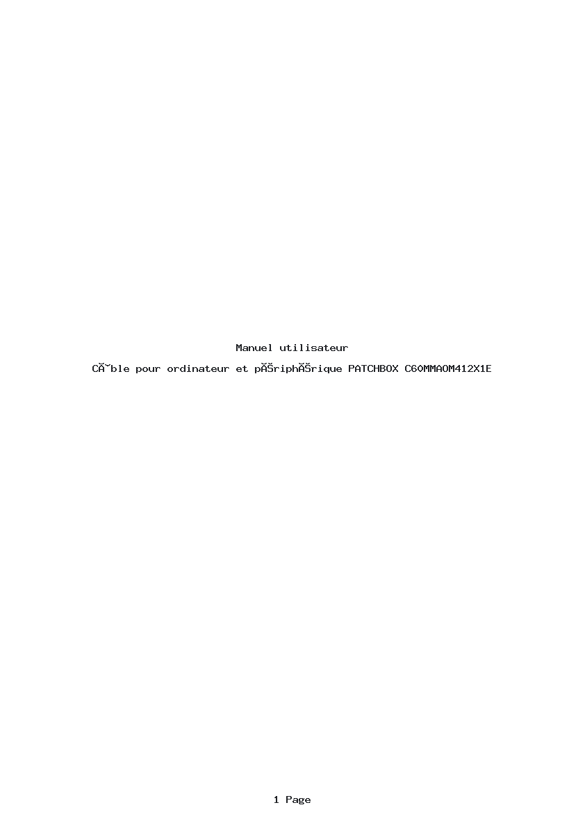 Page 1 de la notice Manuel utilisateur PATCHBOX C60MMAOM412X1E