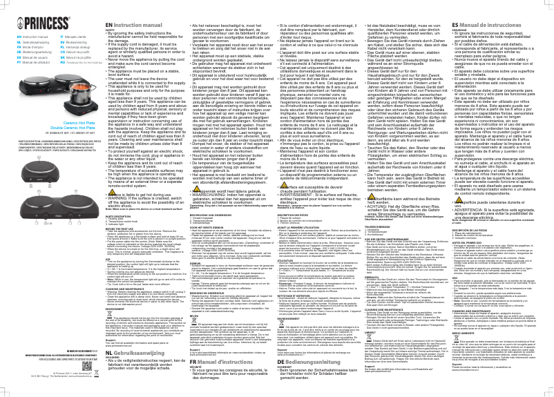 Page 1 de la notice Manuel utilisateur Princess 303020