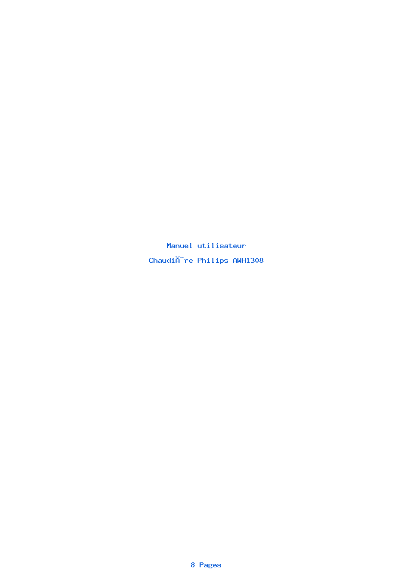 Page 1 de la notice Manuel utilisateur Philips AWH1308