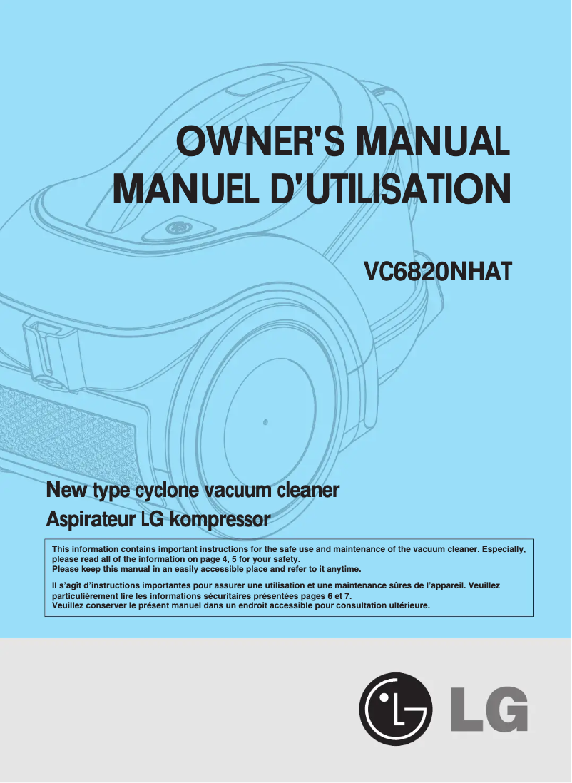 Page 1 de la notice Manuel utilisateur LG VC6820NHA