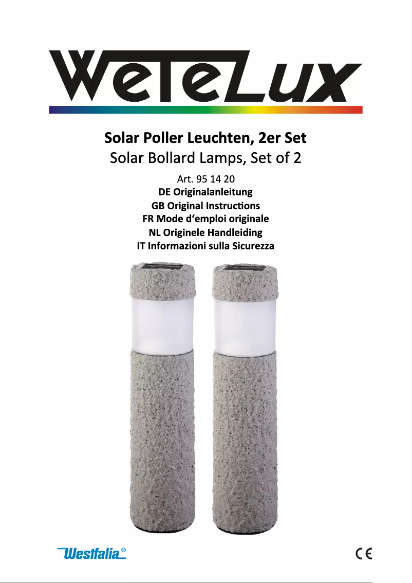 Page 1 of the manual User Manual Wetelux 951420