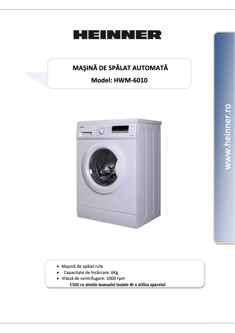 Página 1 del manual Manual de usuario Heinner HWM-6010