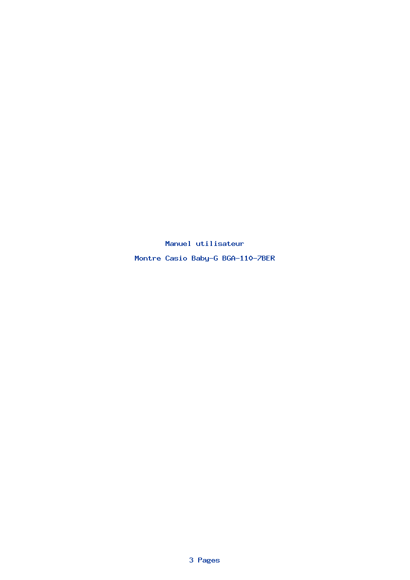 Page 1 de la notice Manuel utilisateur Casio Baby-G BGA-110-7BER