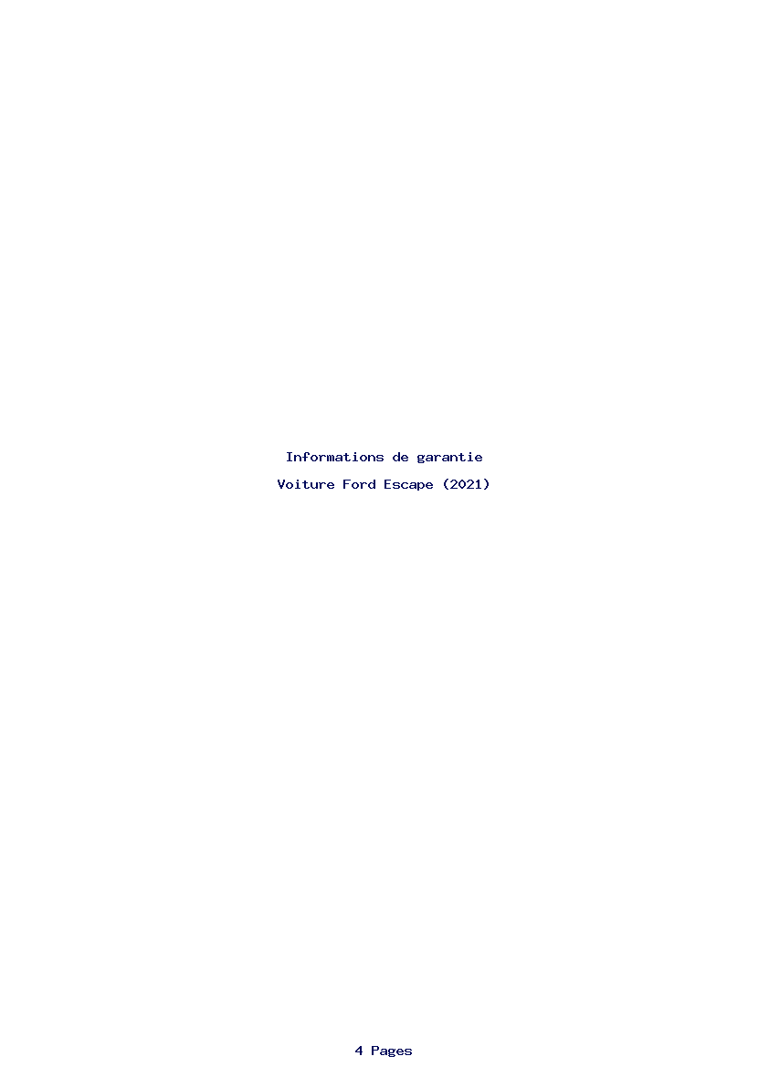 Page 1 de la notice Informations de garantie Ford Escape (2021)