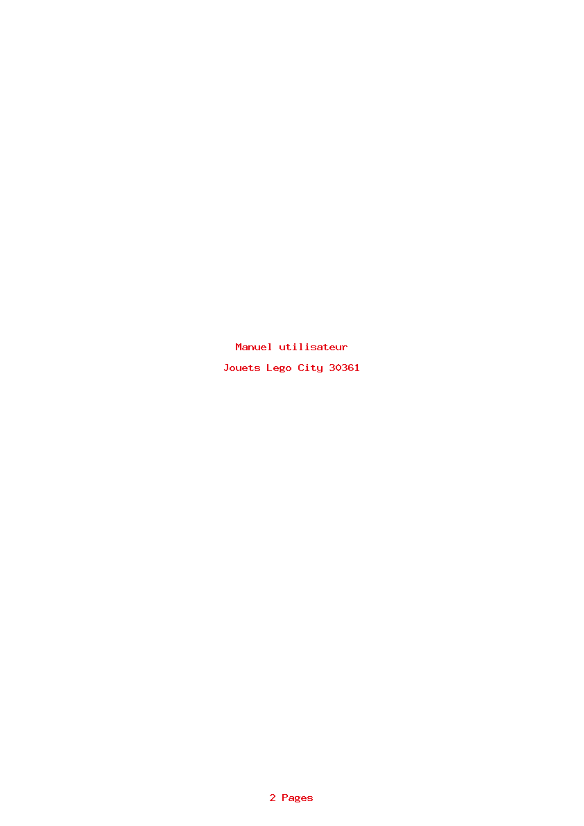 Page 1 de la notice Manuel utilisateur Lego City 30361