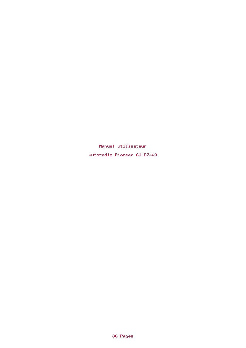 Page 1 de la notice Manuel utilisateur Pioneer GM-D7400