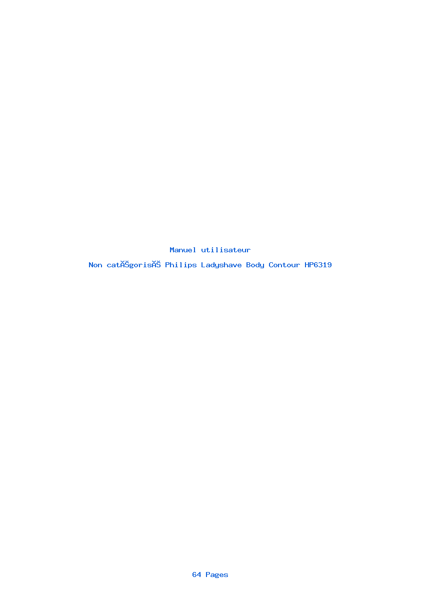 Page 1 de la notice Manuel utilisateur Philips Ladyshave Body Contour HP6319