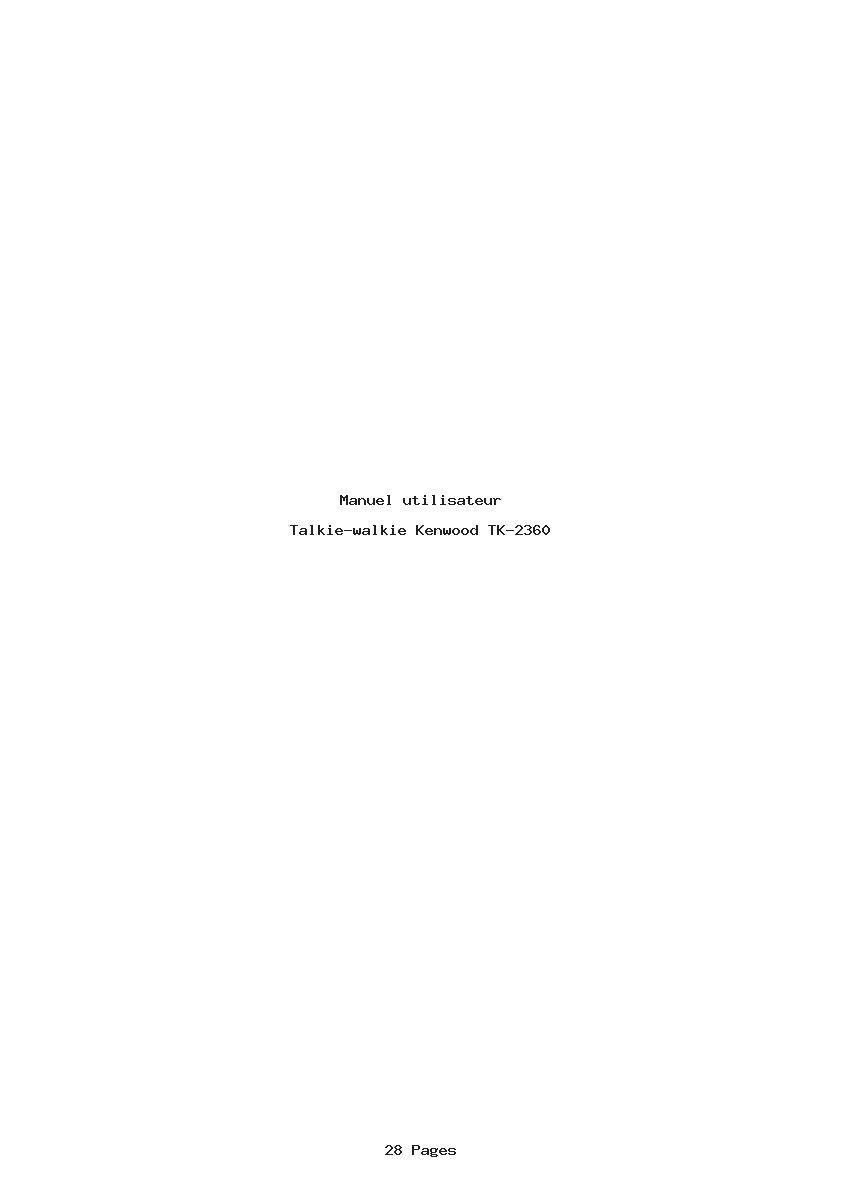 Page 1 de la notice Manuel utilisateur Kenwood TK-2360