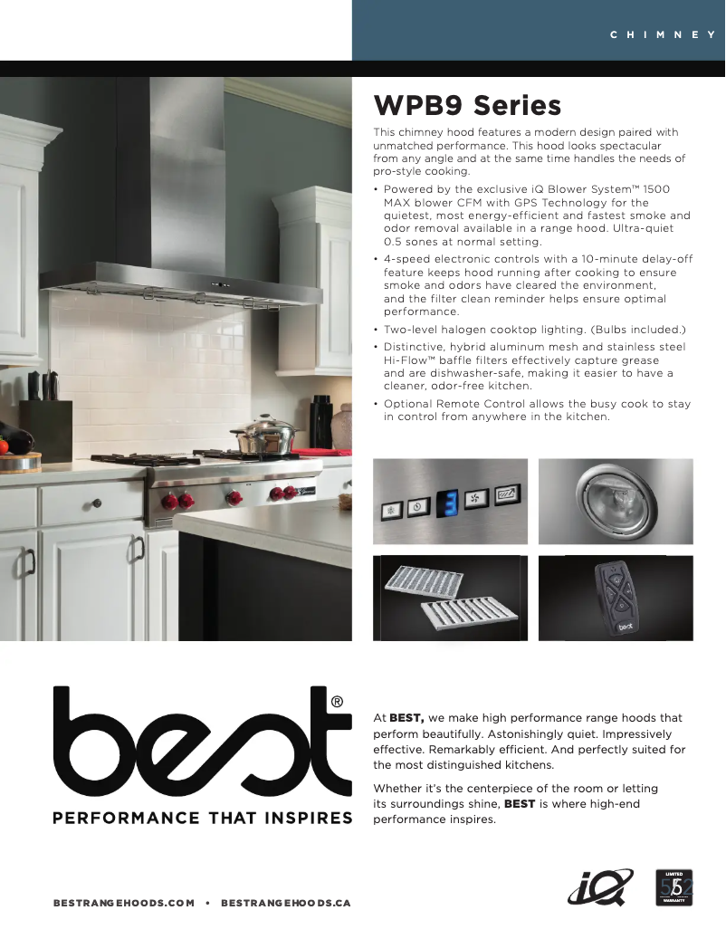 Page 1 de la notice Fiche technique Best Gorgona WPB9IQT48SB