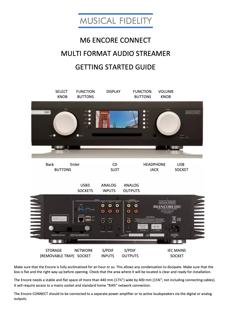 Page 1 of the manual User Manual Musical Fidelity M6 Encore Connect