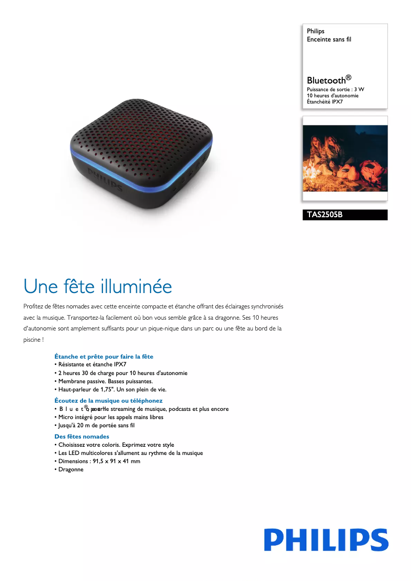 Page 1 of the manual Technical Sheet Philips TAS2505