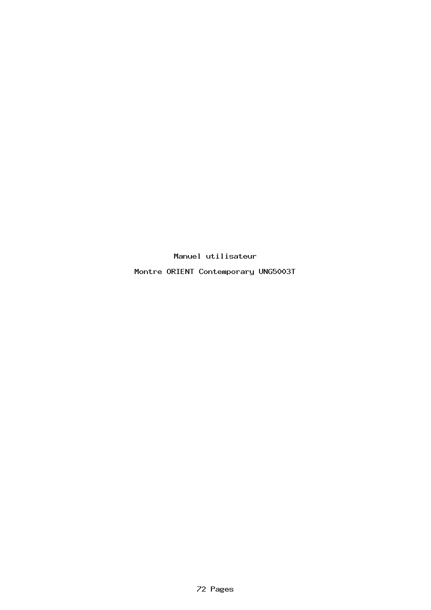 Page 1 de la notice Manuel utilisateur ORIENT Contemporary UNG5003T