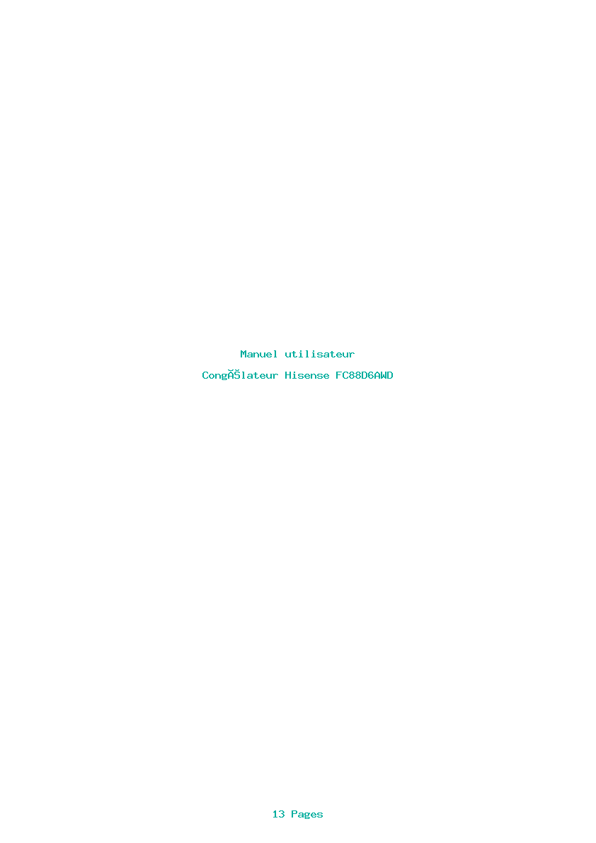 Page 1 de la notice Manuel utilisateur Hisense FC88D6AWD