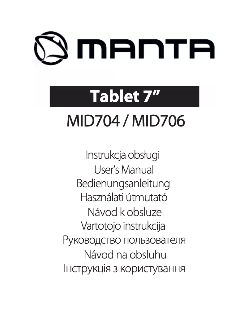Page 1 de la notice Manuel utilisateur Manta MID704