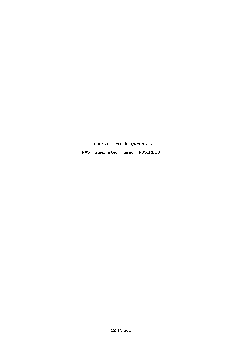 Page 1 de la notice Informations de garantie Smeg FAB5URBL3