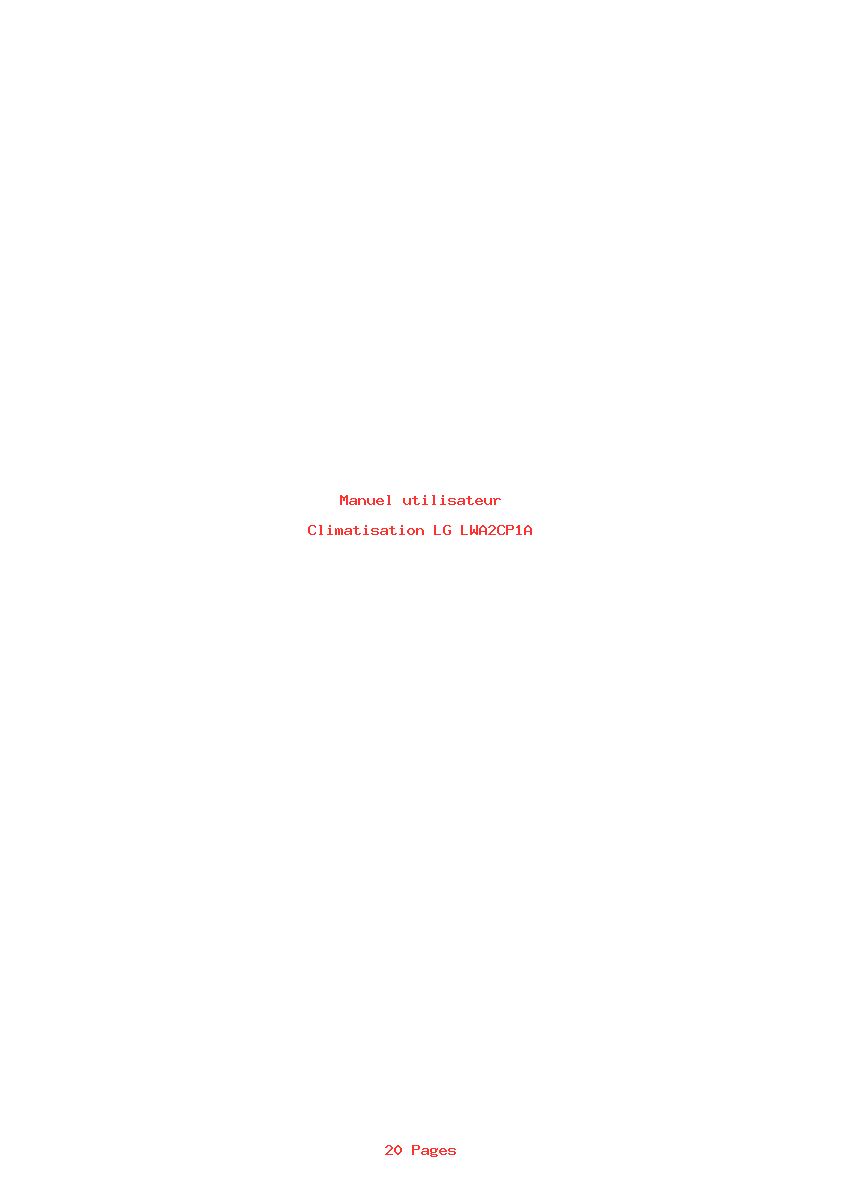Page 1 de la notice Manuel utilisateur LG LWA2CP1A