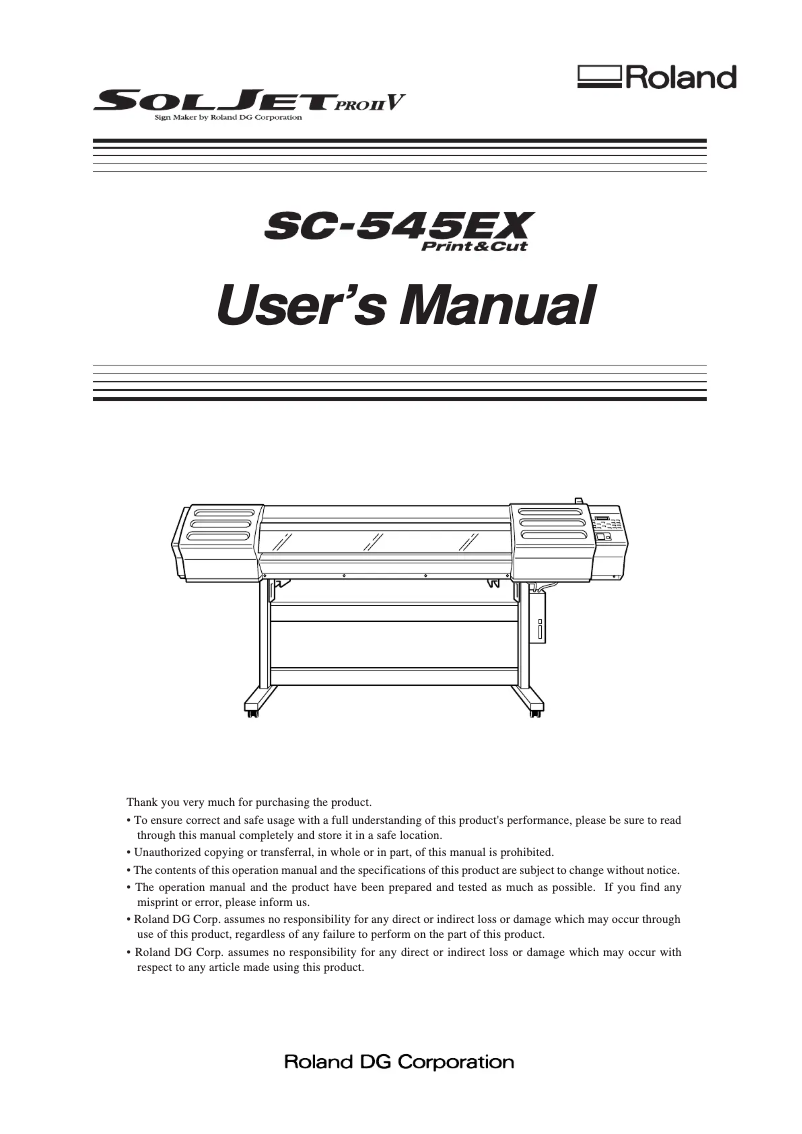 Página 1 del manual Manual de usuario Roland SC-545EX