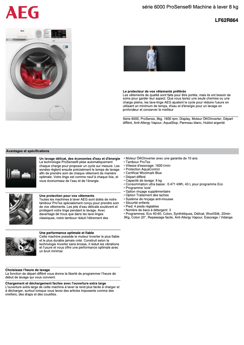 Página 1 del manual Ficha técnica AEG LF62R864