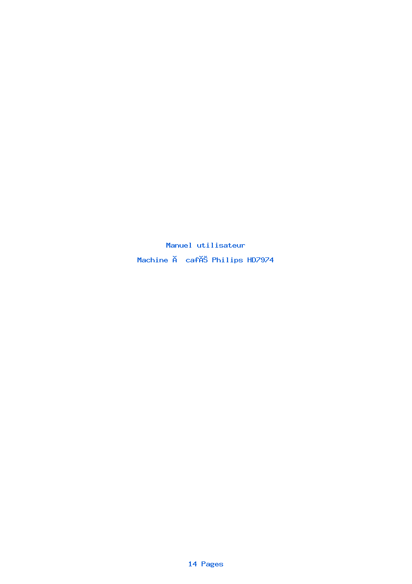 Page 1 de la notice Manuel utilisateur Philips HD7974