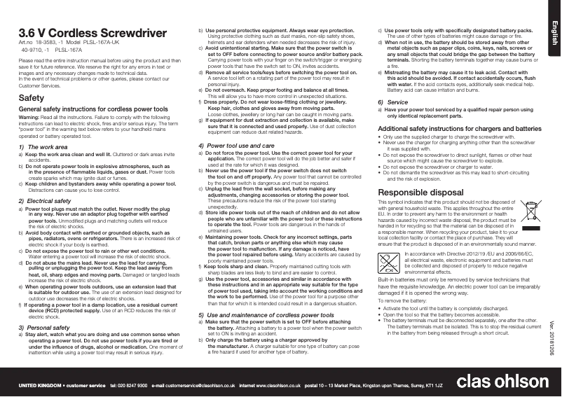 Page 1 of the manual User Manual Clas Ohlson PLSL-167A