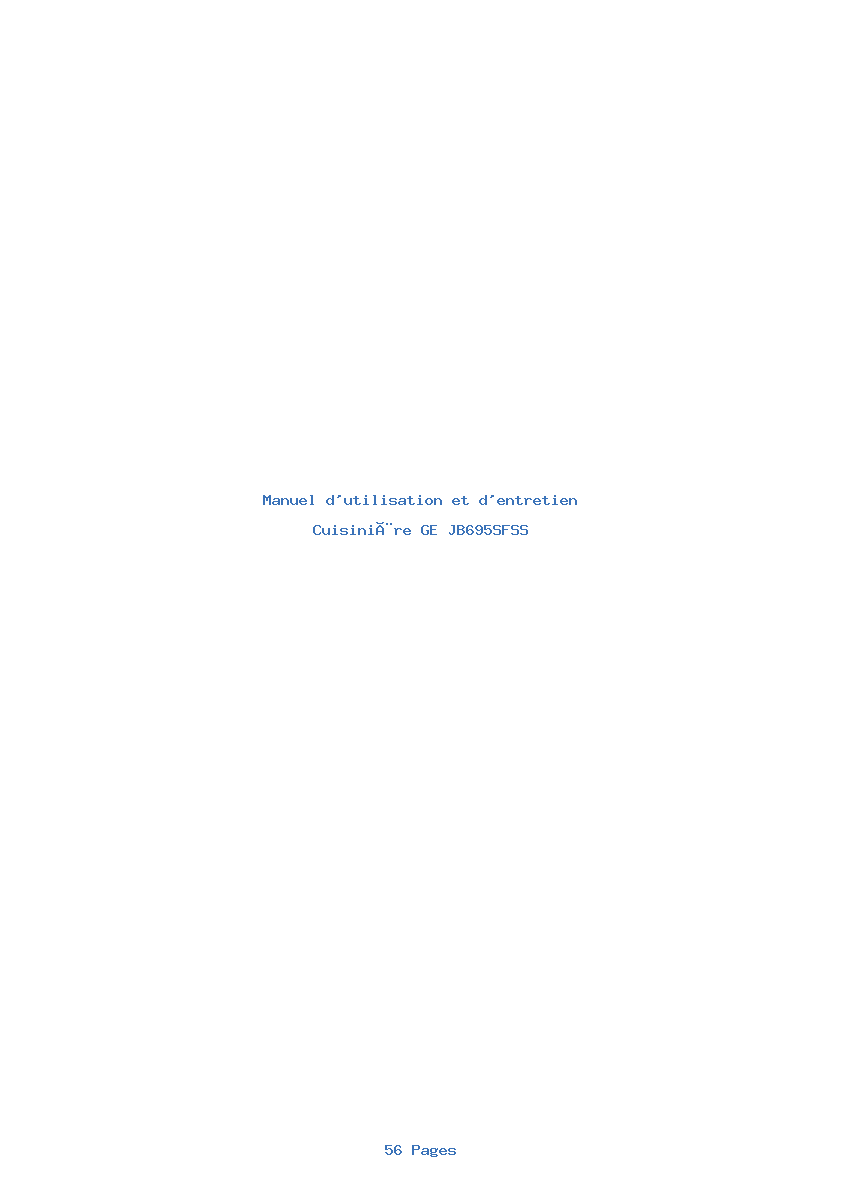 Page 1 de la notice Manuel d'utilisation et d'entretien GE JB695SFSS