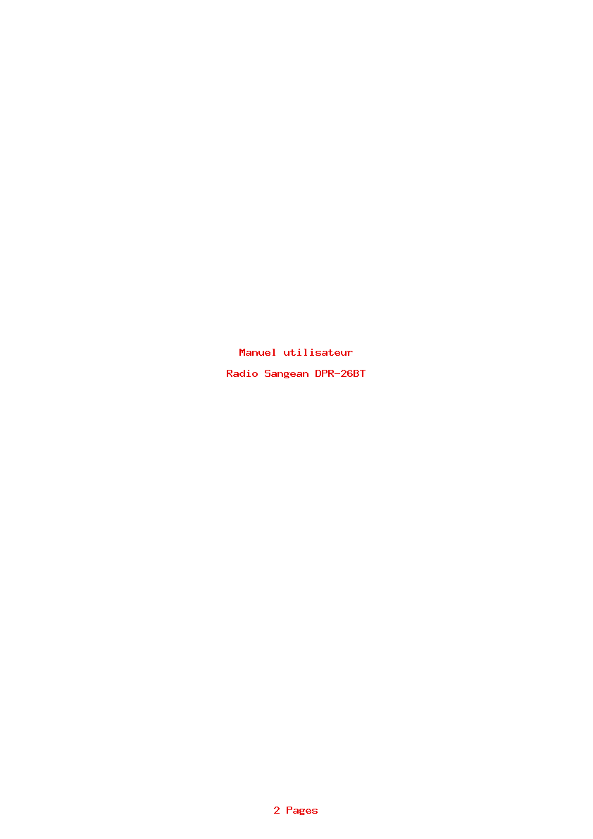 Page 1 de la notice Manuel utilisateur Sangean DPR-26BT