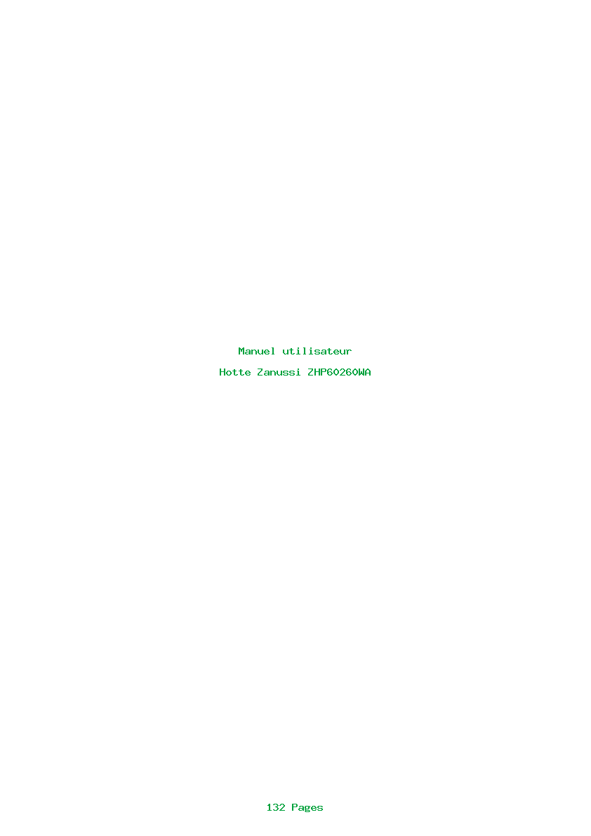 Page 1 de la notice Manuel utilisateur Zanussi ZHP60260WA