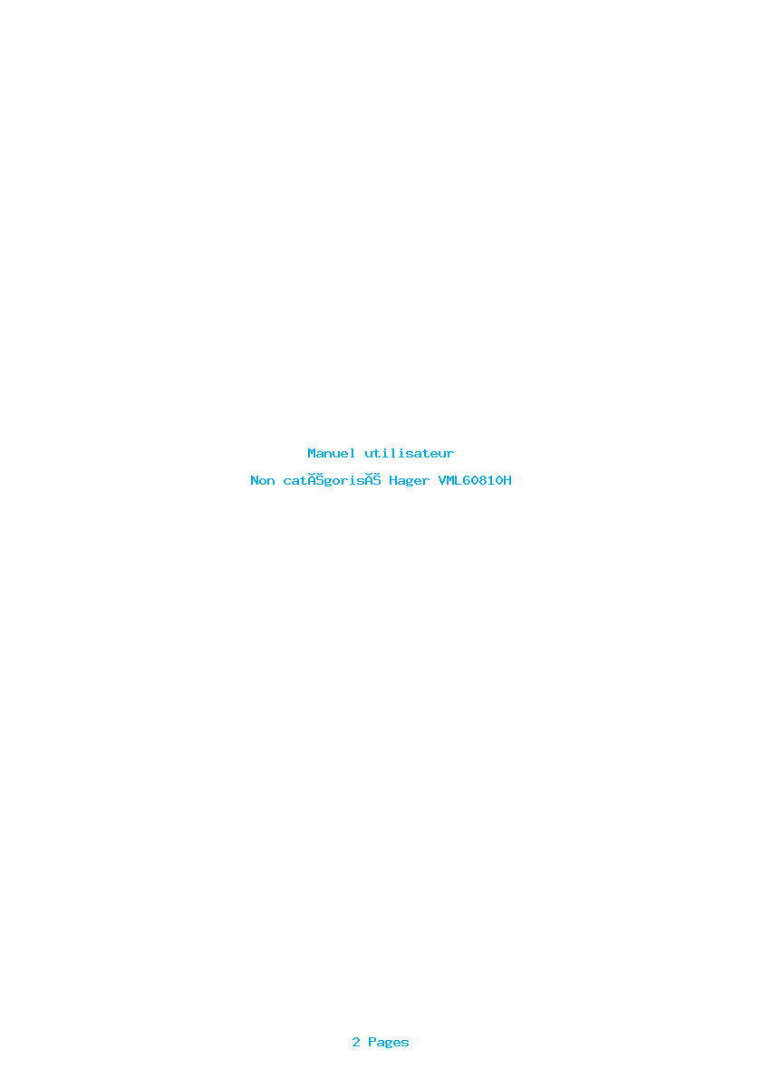 Page 1 de la notice Manuel utilisateur Hager VML60810H