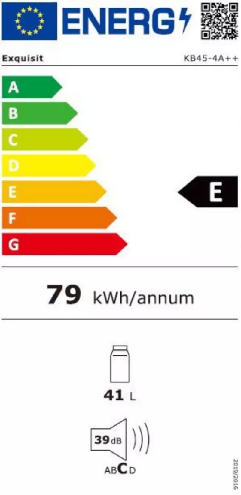 Page 1 de la notice Label énergétique Exquisit KB 45-4 A++