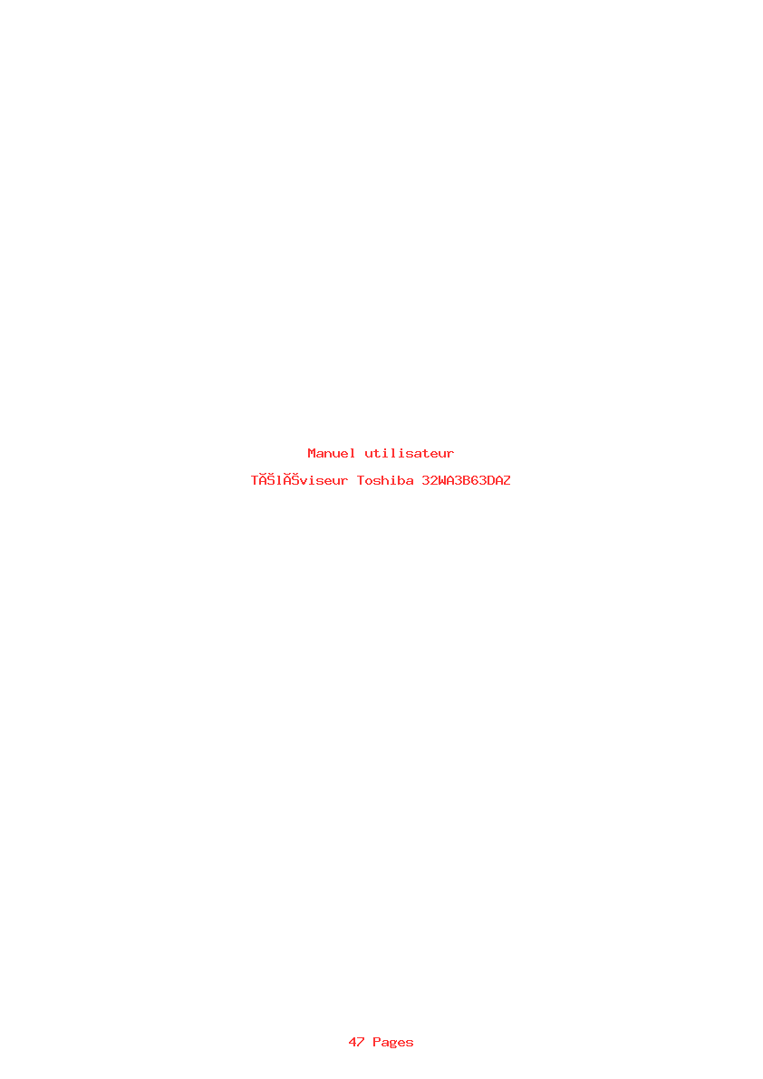Page 1 de la notice Manuel utilisateur Toshiba 32WA3B63DAZ