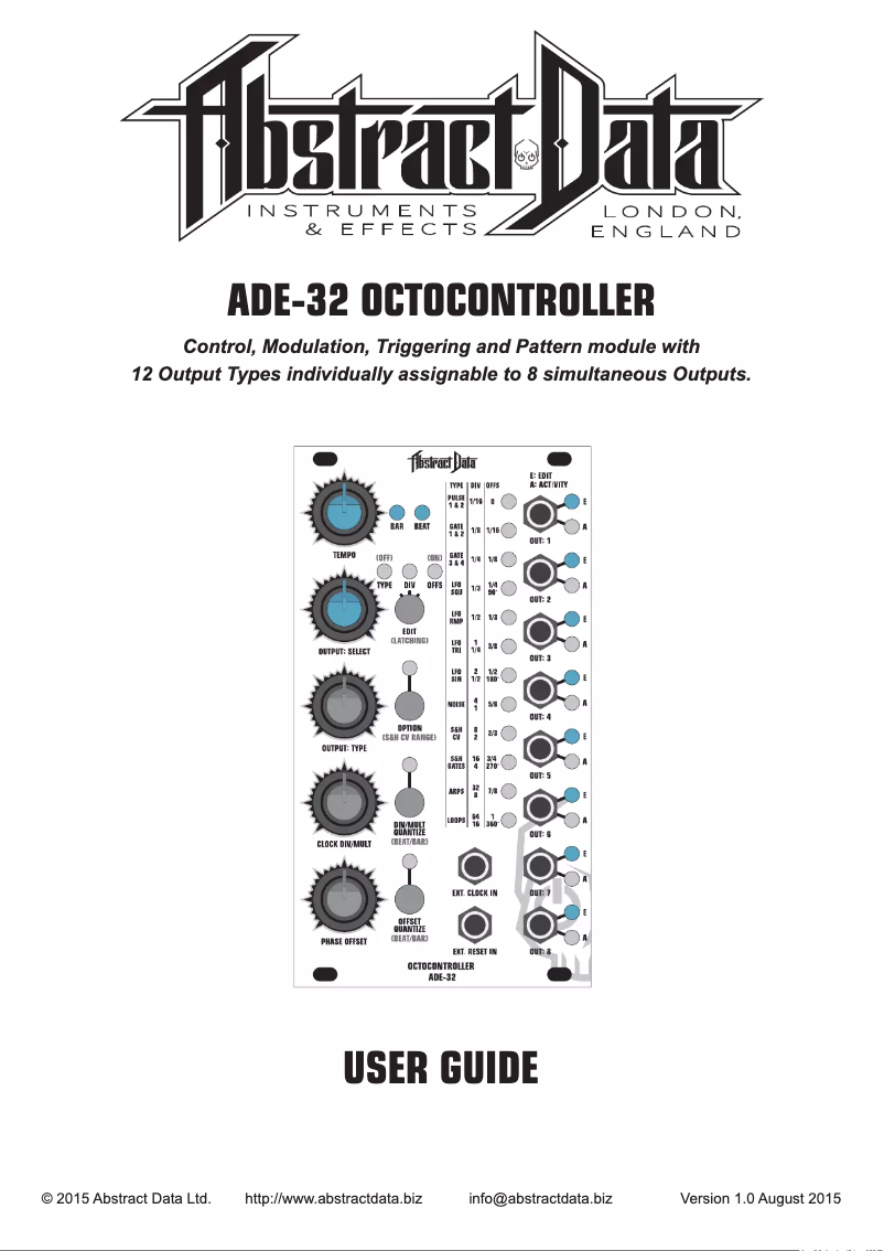 Page 1 de la notice Manuel utilisateur Abstract Data ADE-32