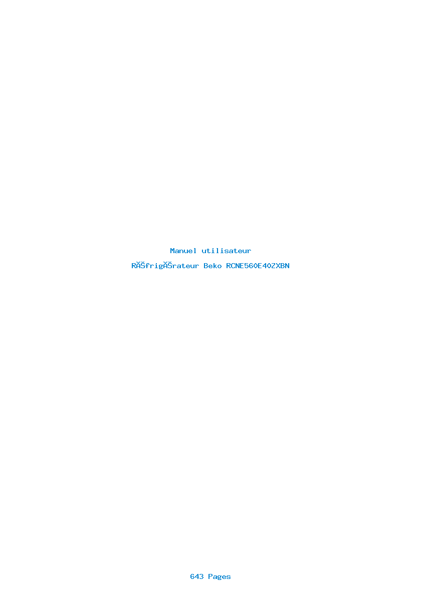Page 1 de la notice Manuel utilisateur Beko RCNE560E40ZXBN