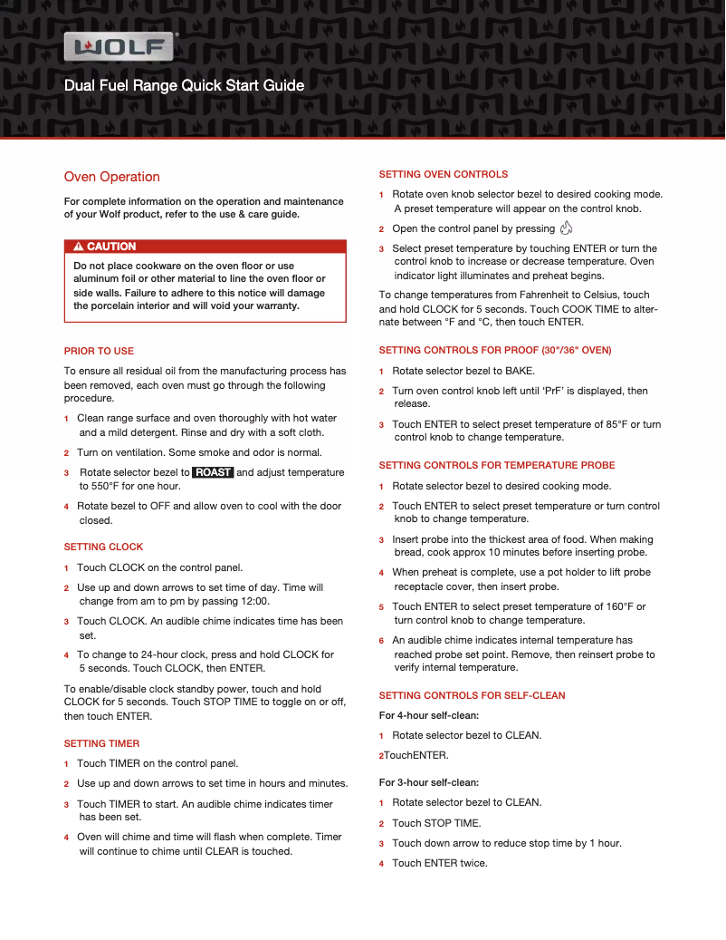 Page 1 de la notice Manuel utilisateur Wolf DF606F