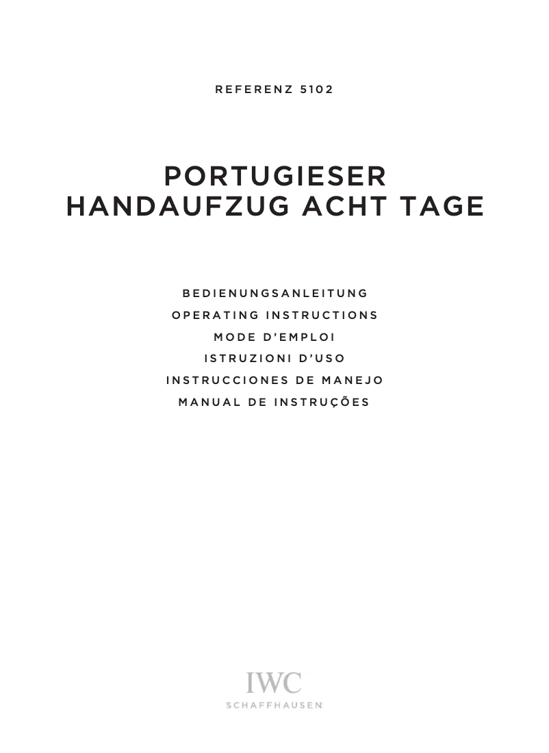 Page 1 de la notice Manuel utilisateur IWC Portuguese Hand-wound 5102