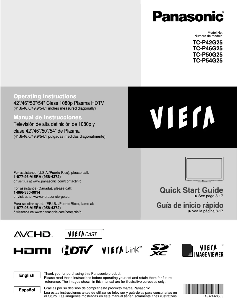 Page 1 of the manual User Manual Panasonic Viera TC-P54G25