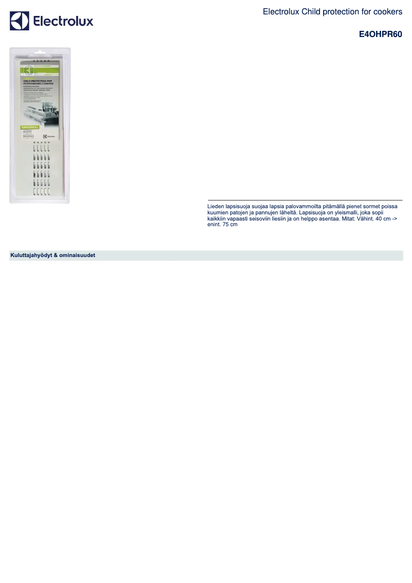 Page 1 of the manual Brochure Electrolux E4OHPR60
